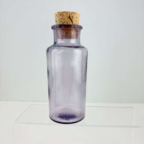 Vintage Apothecary Purple Glass Bottle With Cork Lid - Picture 4 of 13